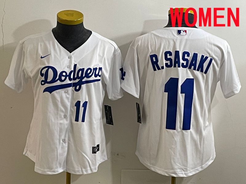 Women Los Angeles Dodgers #11 R.Sasaki White Game 2025 Nike MLB Jersey style 2
